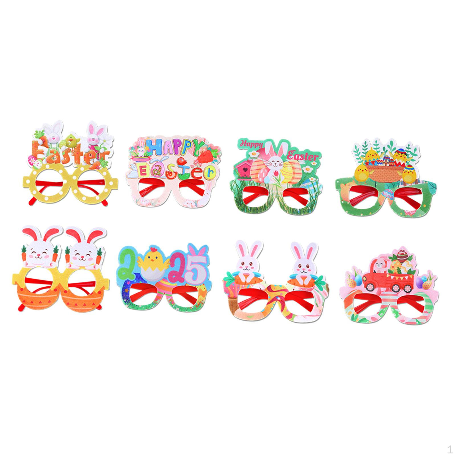 8 Pieces Easter Party Glasses Decorations Novelty Fancy Dress Bunny Chick Eggs Basket Stuffers