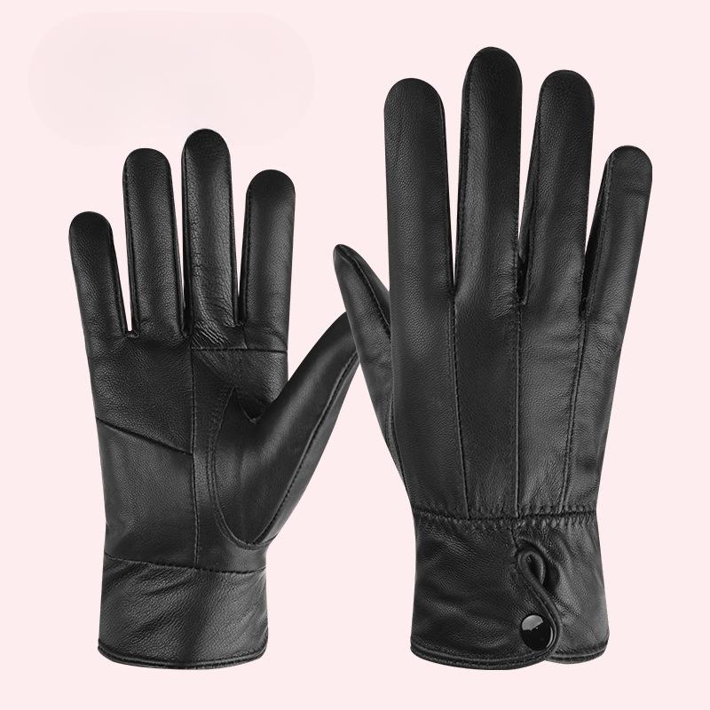 

Новые осенне-зимние перчатки из натуральной кожи, женские перчатки из овчины с полными пальцами, флисовые теплые зимние перчатки для велоспорта, для активного отдыха, катания на лыжах и велоспорта average size
