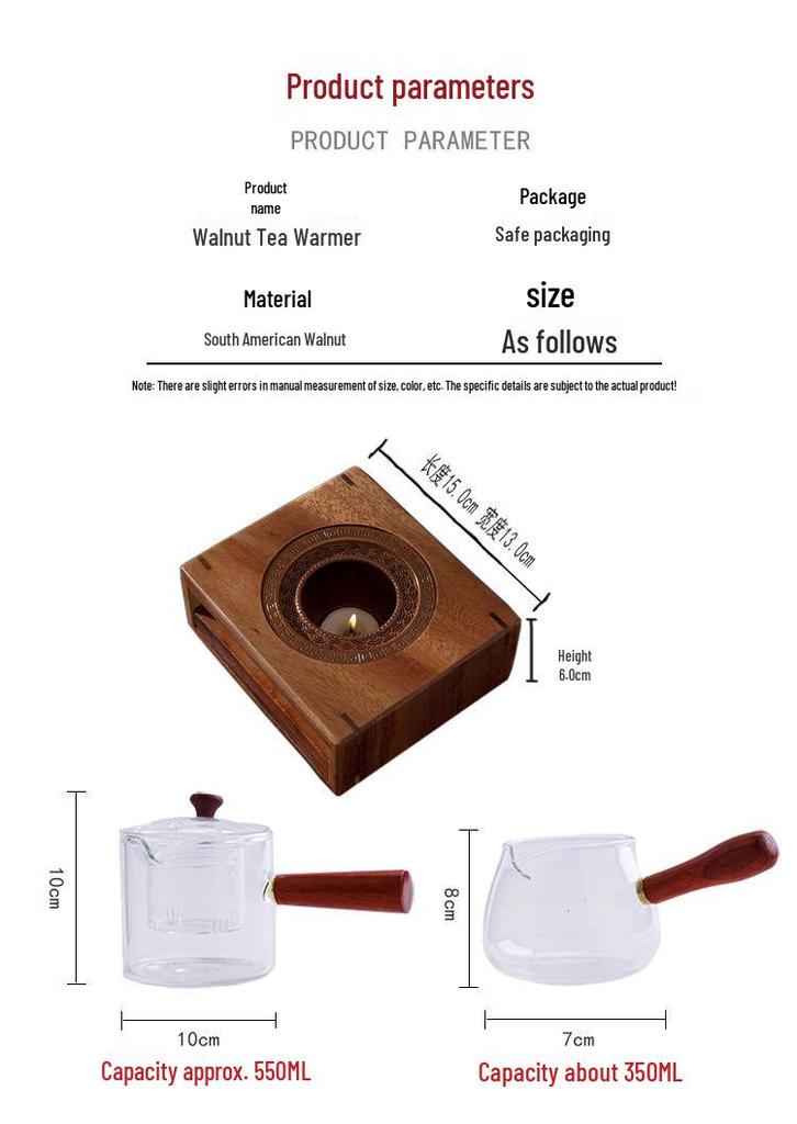 Walnut Wooden Teapot Warmer: Chinese Style Candle-Heated Tea Brewing Stove