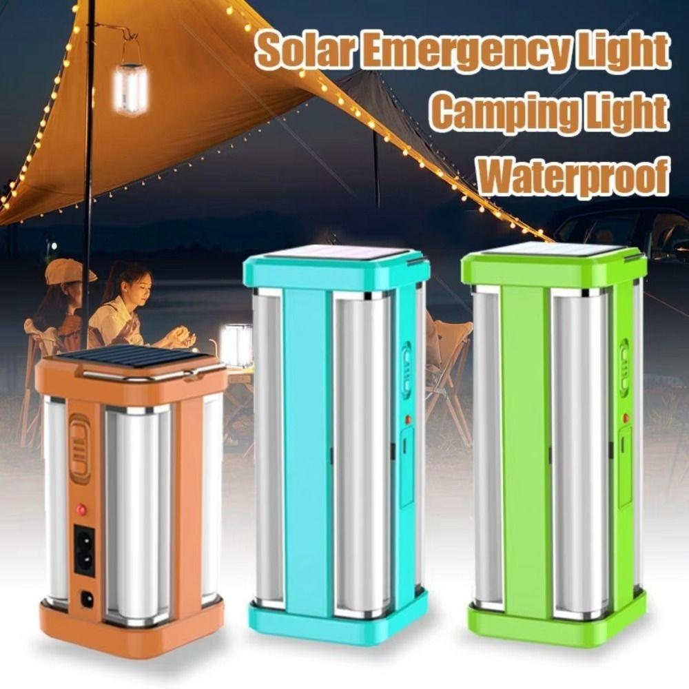 Super Bright LED Solar Camping Light Rechargeable Multipurpose Portable Tent Light 2 Mode Flashlight EU Plug Working Light