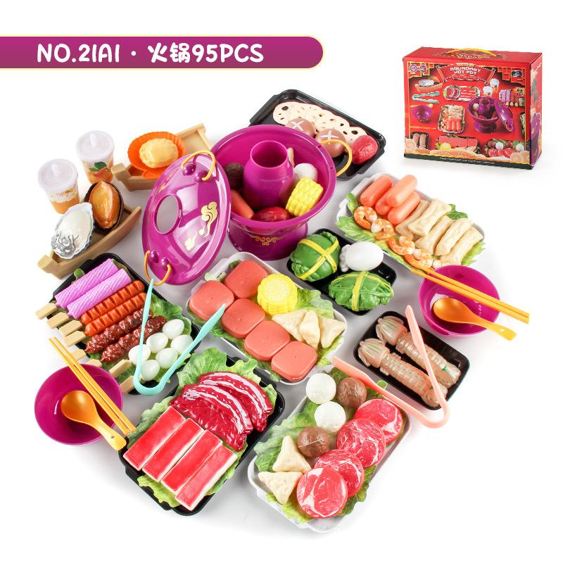 Children'S Play House Kitchen Toys Hot Pot Skewers Bbq Set Small Hot Pot Skewers Ingredients Meals Kitchenware Color Box