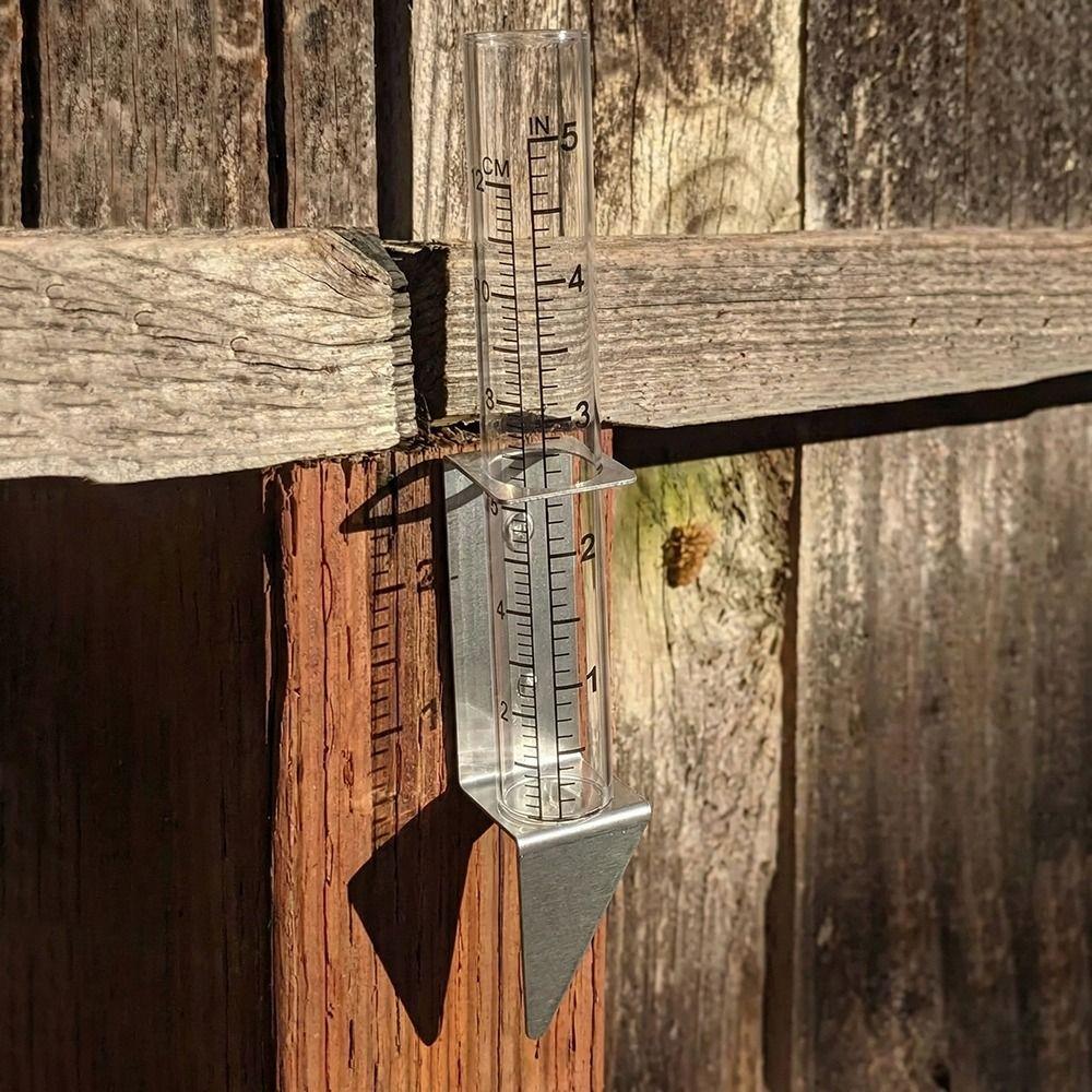 2 in1 Mounting Rack Glass Rain Gauge Easy To Read Garden Moisture Meter  Garden Monitoring