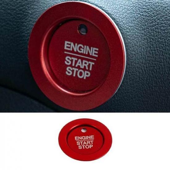 Red Aluminum Alloy One-Click Startup Cover Trim 1PCS Fit For Ford Edge 2015-