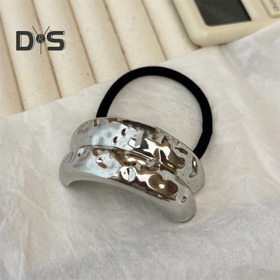 Women Headband Geometric Metal Decor High Elastic Hair Tie Versatile Styling Hair Rope Hair Accessories
