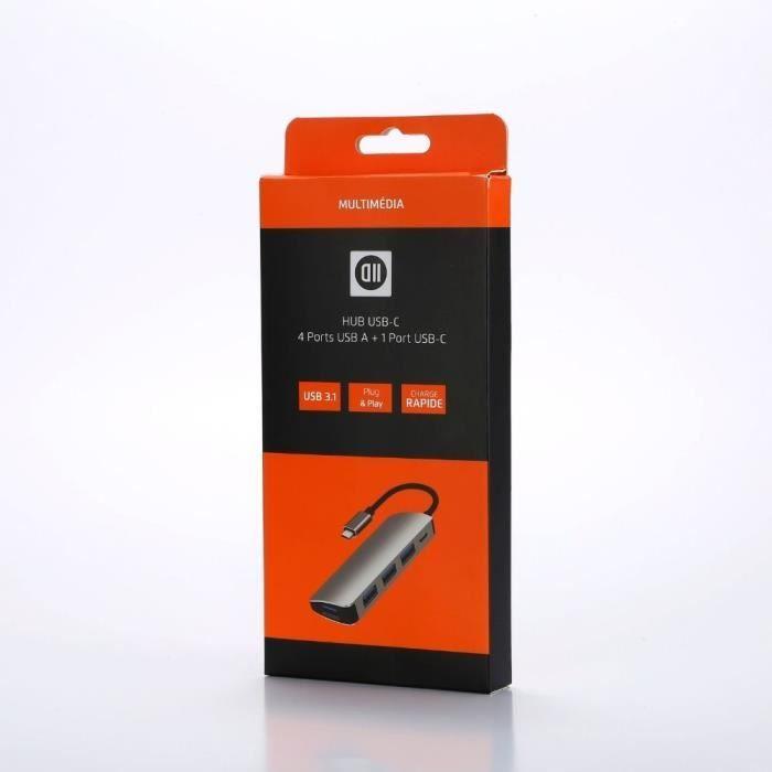 USB Hub - D2 - Silver - 5 Ports - USB 3.1 - Fast Connectivity