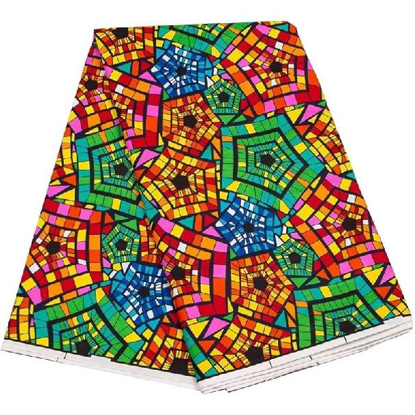 6 Yards Kente African Fabrics Bright Color Polyester African Cloth by Yard Ankara Fabric Sewing for Crafts