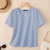 ZANZEA Blusa da Donna Casual Girocollo Stampa a Quadri Manica Corta Larga