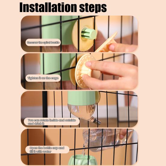 No-drip Pet Water Dispenser 500ml 700ml Dog Water Bottle Leak-Proof Cage Hanging Water Feeder for Small Medium Pets Cats Dogs