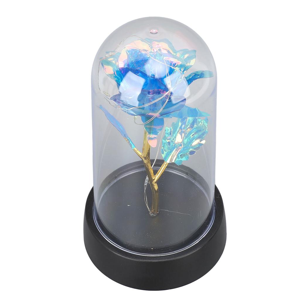 Blue Flower Night Light Romantic Ambient Bedside Sleeping Glass Flower Lamp for Bedroom Desktop