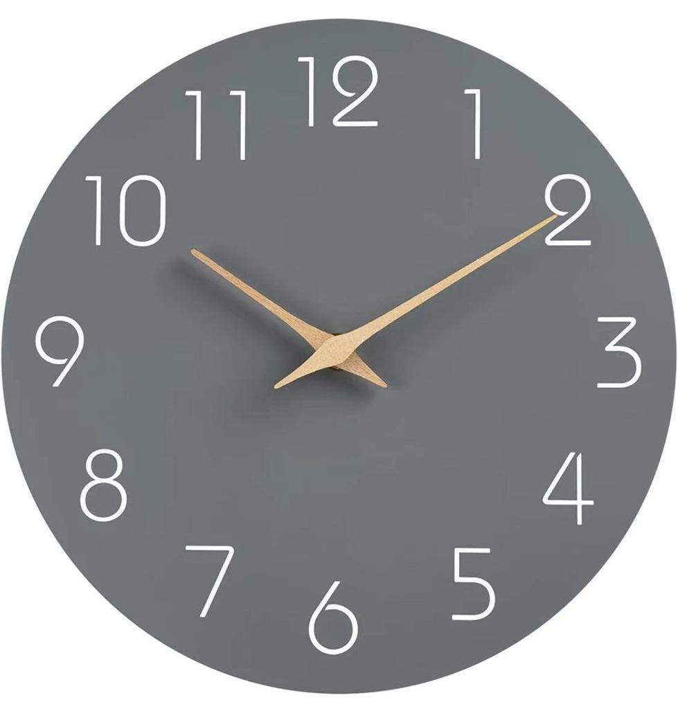 Simple Circular Wooden Wall Clock Quiet Batteryoperated Decor