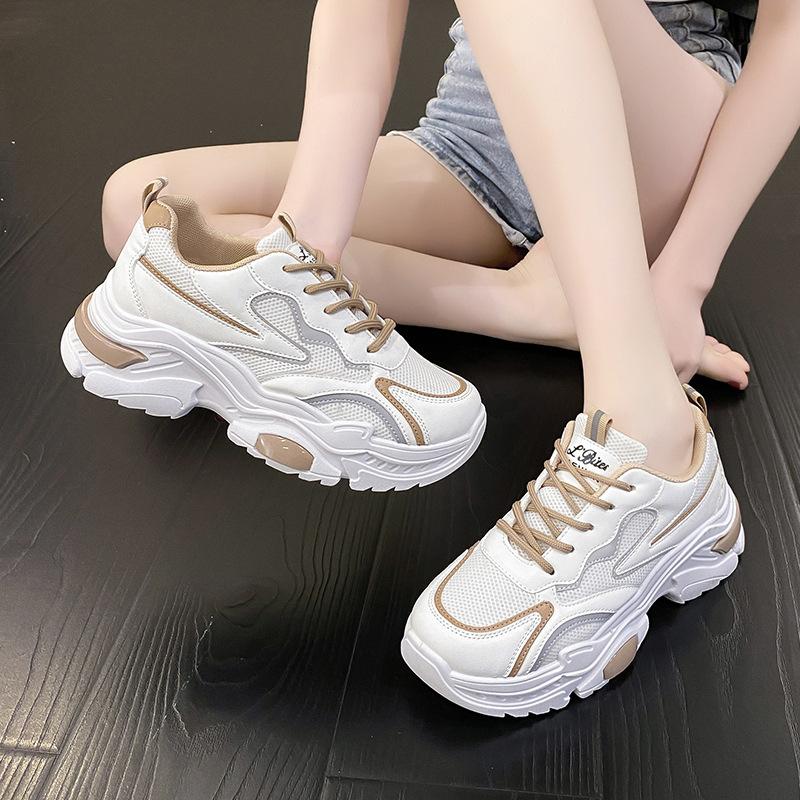 

Женские кроссовки «папины» 2025 лето новая платформа-маффин интернет-знаменитость сетчатые туфли модные повседневные спортивные дышащие одинарные туфли 36 хаки