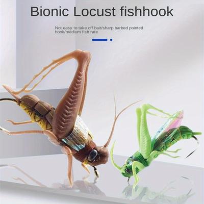 Kohlenstoffstahl Bionische Heuschrecke Angelköder, Crankbait Swimbaits für Barsch Karpfen Hecht, Langlebige Insekten Hartköder mit lebensechter Bewegung