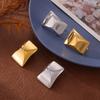 18K Gold-Plated Titanium Steel Rectangular Stud Earrings – Non-Fading, Smooth & Embossed Surface