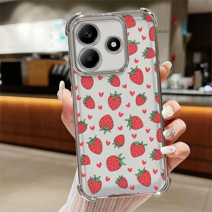 Cartoon Strawberry Pattern Phone Case for Redmi Note 12 Pro 14 10 Pro 11 10 Lite 10s 13 9Pro 11s 9S Soft Cover
