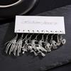 5-Piece Halloween Silver Spider, Skull, Pumpkin Earrings