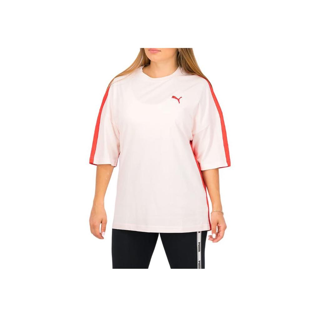 Puma Casual Round Neck Short Sleeve T-Shirt Women Tops Pink 598529-17