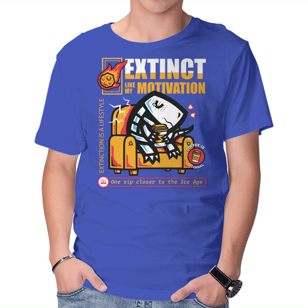 Unisex Crew Neck T-Shirt Extinct Like My Motivation Graphic Short Sleeve Casual Tee XL