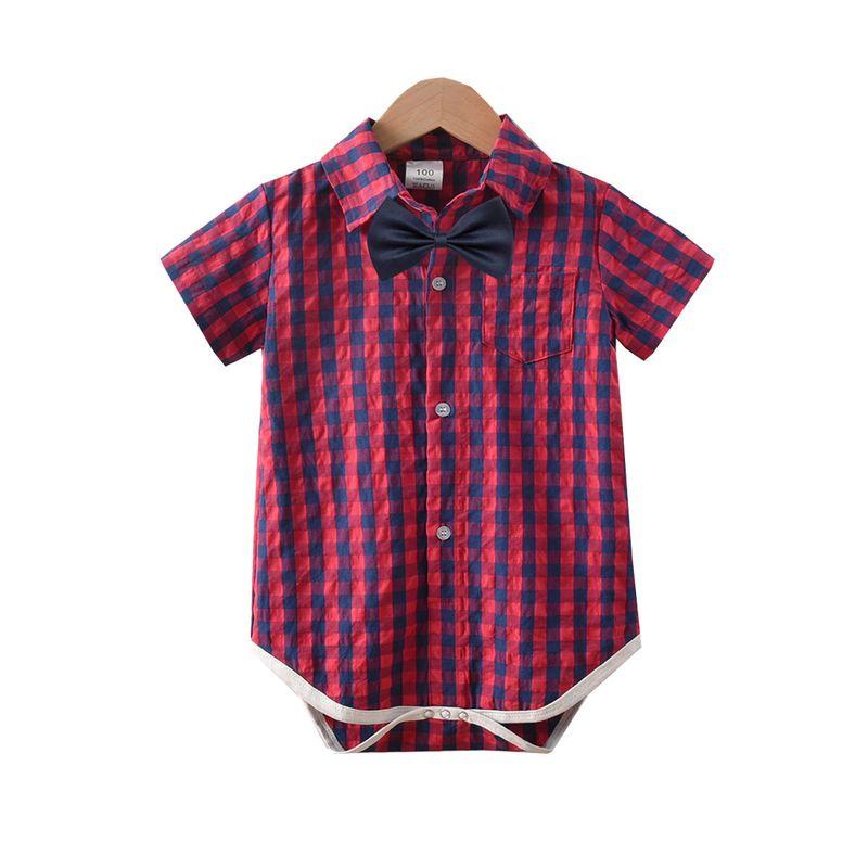 Baby Boy Romper Summer Newborn Bow Tie Jumpsuit Cross-Border Gentleman Baby Clothing Manufacturer