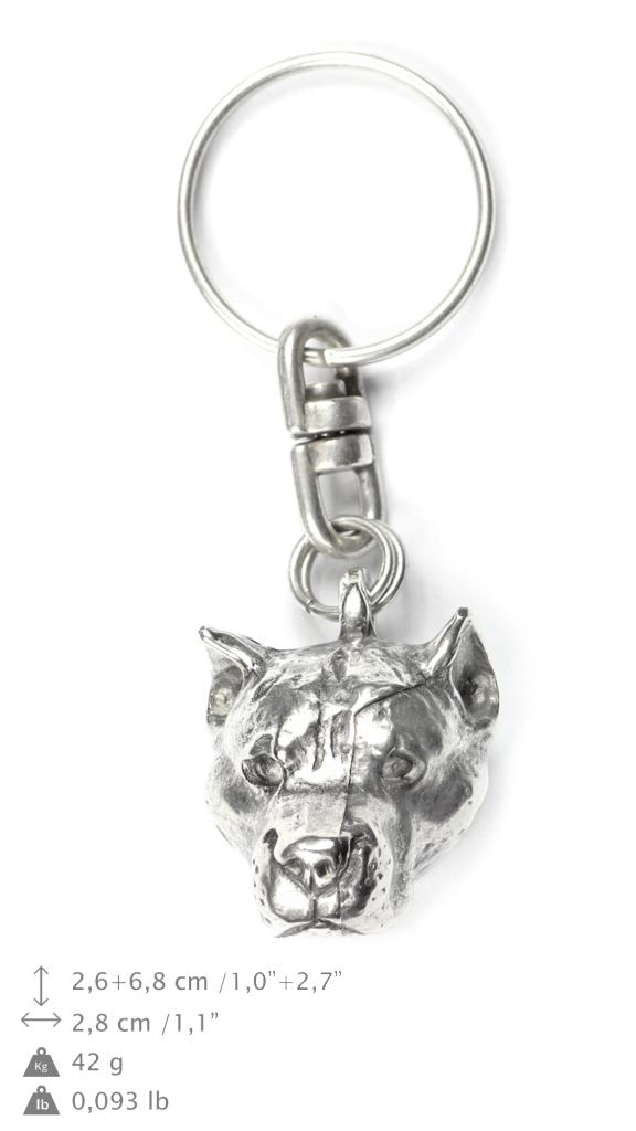 Amerykański Staffordshire Terrier, Amstaff, Amstaf - Posrebrzany Brelok Z Psem, Ozdoba Torebki, Zawieszka Do Plecaka Marki Art-Dog