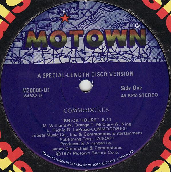 

12inch Record COMMODORES Brick House M30000D1 Motown 1977 Canada SoulFunk Used