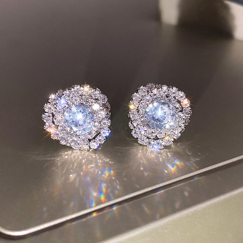 

Серьги-гвоздики Huitan Bling Bling с кубическим цирконием для свадебных аксессуаров, цветные, роскошные, модные, женские, праздничные украшения