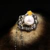 Exquisite Flower Freshwater Pearl Pendant Necklace Wild Black Gold 925  Ladies Jewelry Sweater Chain Banquet Jewelry