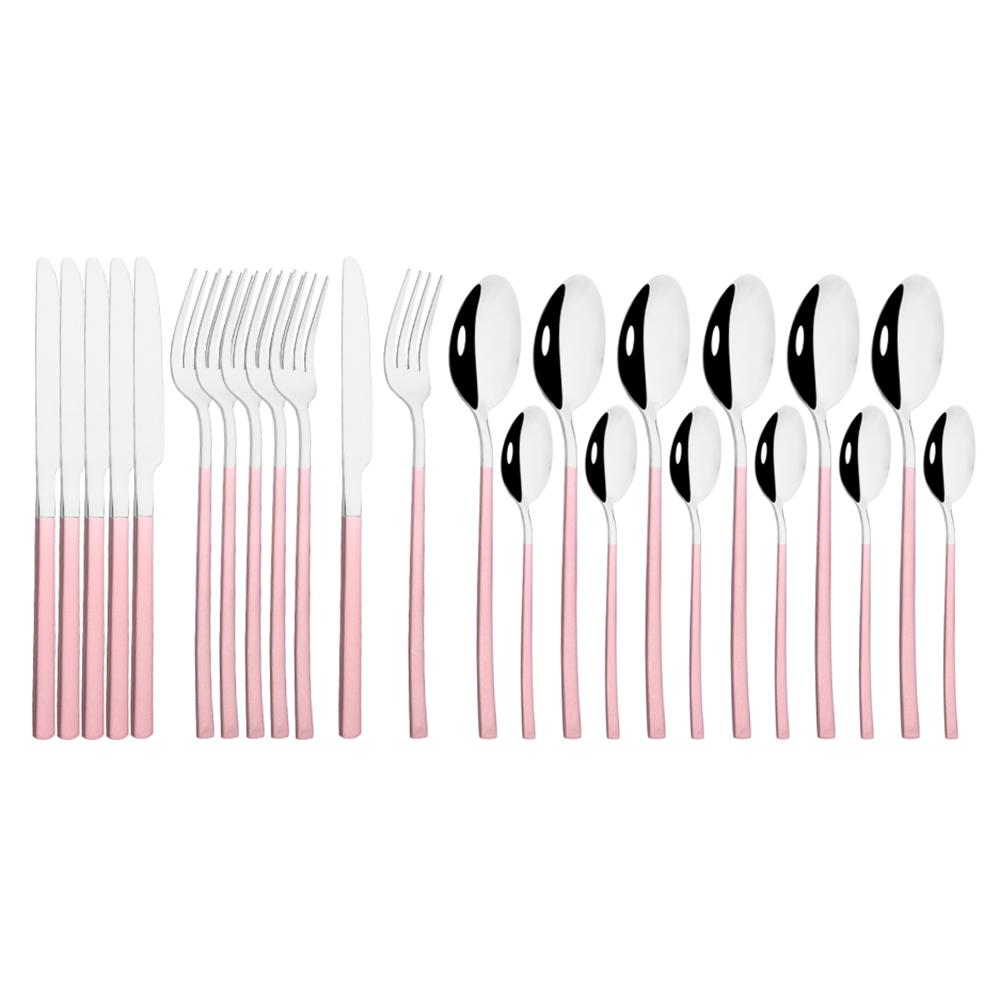 Gold Dinnerware Set Luxury Cutlery Stailess Steel Set 24Pcs Tableware Knives Forks Dining Dinner Set Western Food Restaurant