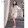 Xuanliang 2026 New Women's Summer Sleepwear Thin Style Cool Feeling Pure Cotton Short Sleeved Shorts Can Be Worn As Outerwear Home Suit Set