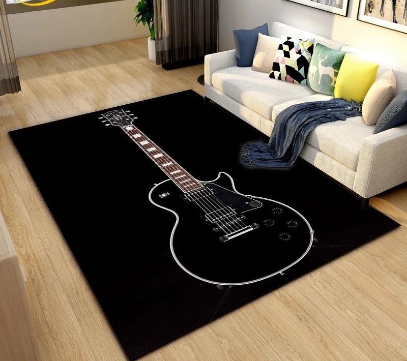 Klassische E-Gitarre Bass Teppich Schlafzimmer Zuhause Weiche Matte Waschbar Wohnzimmer Dekoration Flur Ankleidezimmer Couchtisch Teppich