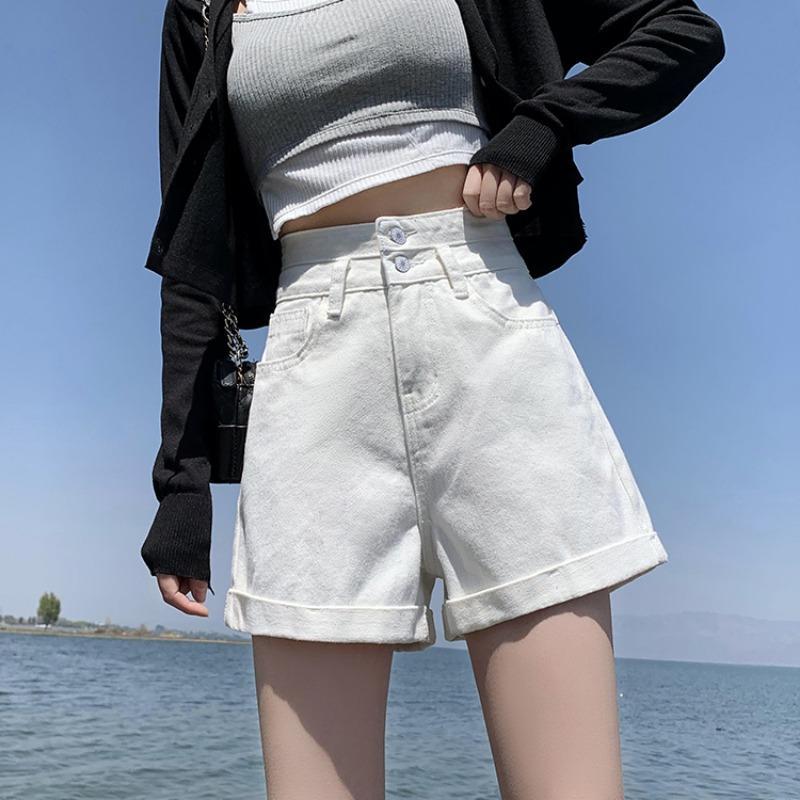 Summer Casual Loose Denim Shorts for Women Fashion High Waist Wide Leg Jeans Female Pants Vintage Blue Simple Office Lady Shorts 24250
