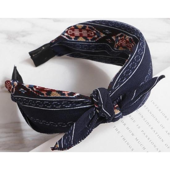 Blaues Schleifen-Stirnband Haarband für Frauen Haarschmuck Erwachsene Punkte Schleife Haar-Stirnband Mädchen Teenager Hartes Stirnband Gestreift