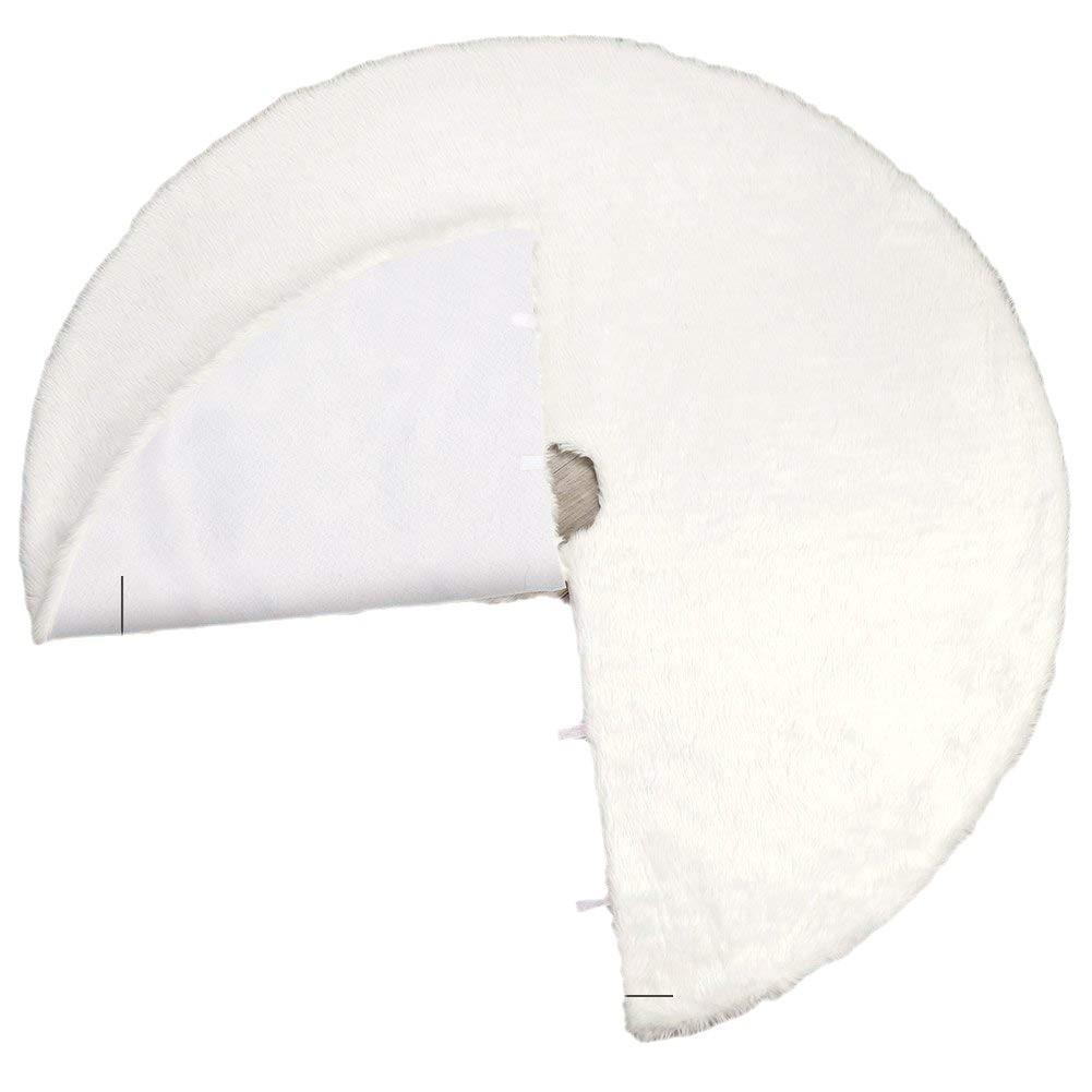 Nordic Simple White Long Pile Christmas Tree Skirt and Decor Set