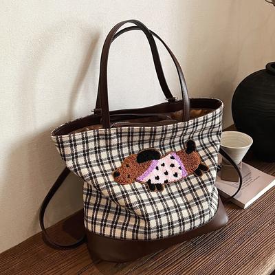 Casual Multifunctional Backpack Women'S Bag College Style Lattice Large Capacity Tote Bag Travel Backpack