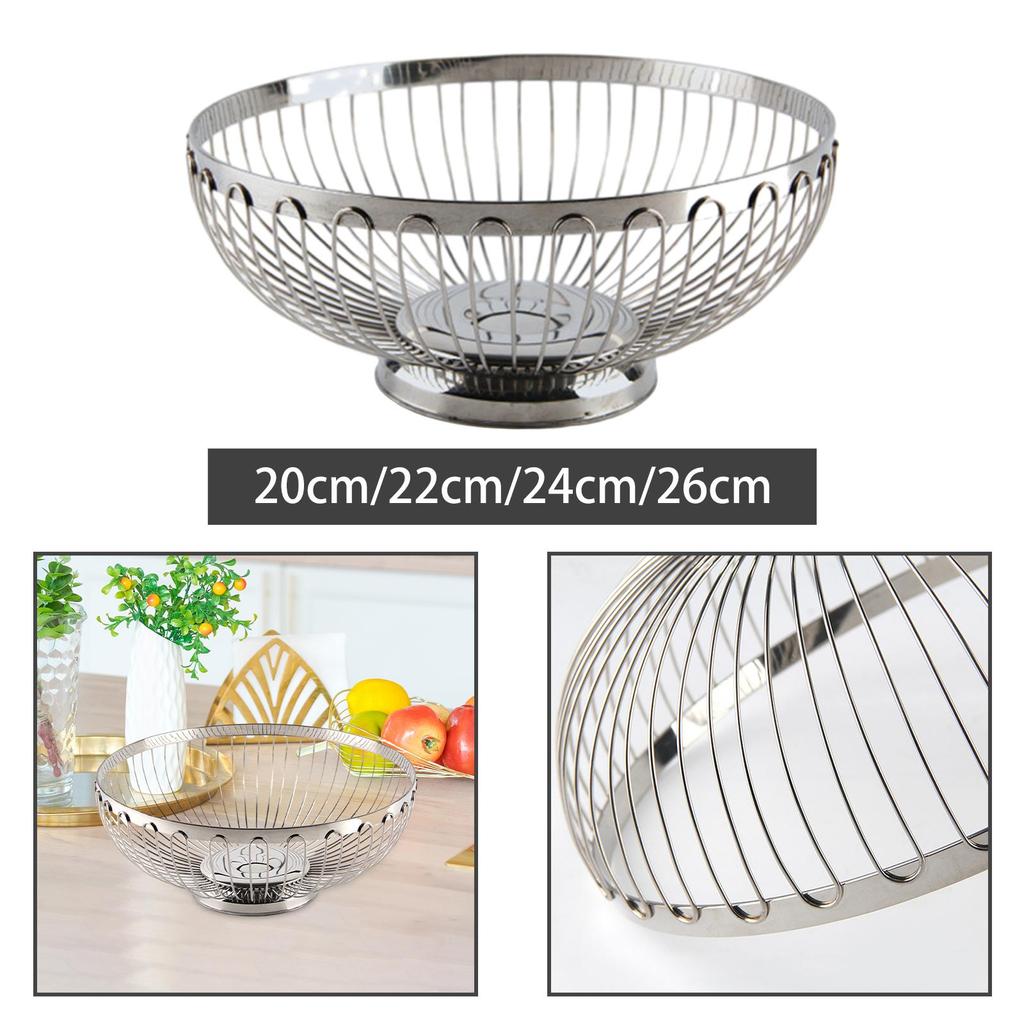 Stainless Steel Fruit Basket Countertop Fruit Bowl Kitchen Party Gadget Modern Simple Style Food Grade 18/8 Metal Color
