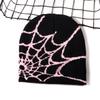 Hot-selling Y2K Spiderweb Knitted Hat European American Style Trendy Winter Beanie Jacquard Pattern 48-50cm Head Circumference