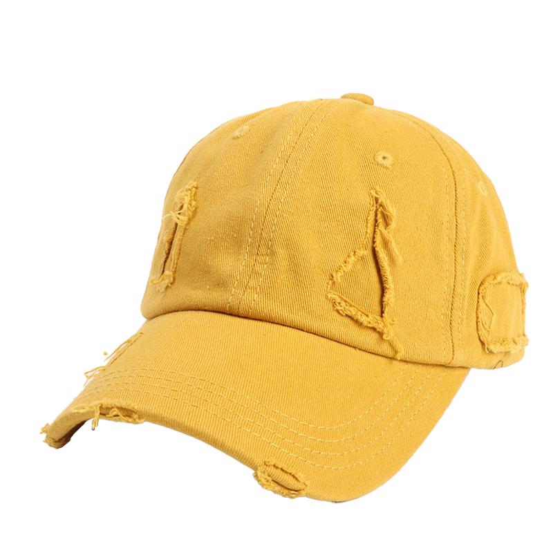 American Retro Distressed Soft Top Frayed Ripped Baseball Caps Customizable Embroidered Washed Cotton Outdoor Baseball Cap