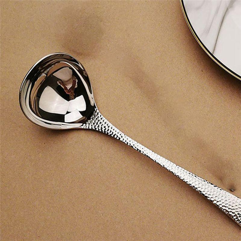 A20F-2Pcs Soup Ladles Filtering Ladle Soup Colander Strainer Scoop Skimmer Slotted Spoon Long Handle Stainless Steel