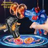 Children's Dinosaur Bamboo Dragonfly Gyro Battle Flying Saucer Gun Ejection Battle Rotating Luminous Frisbee Gyro Toy