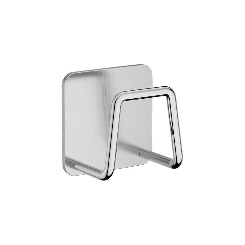 Stainless Steel Adhesive Wash Basin Rack with Hooks for Bathroom and Kitchen Storage