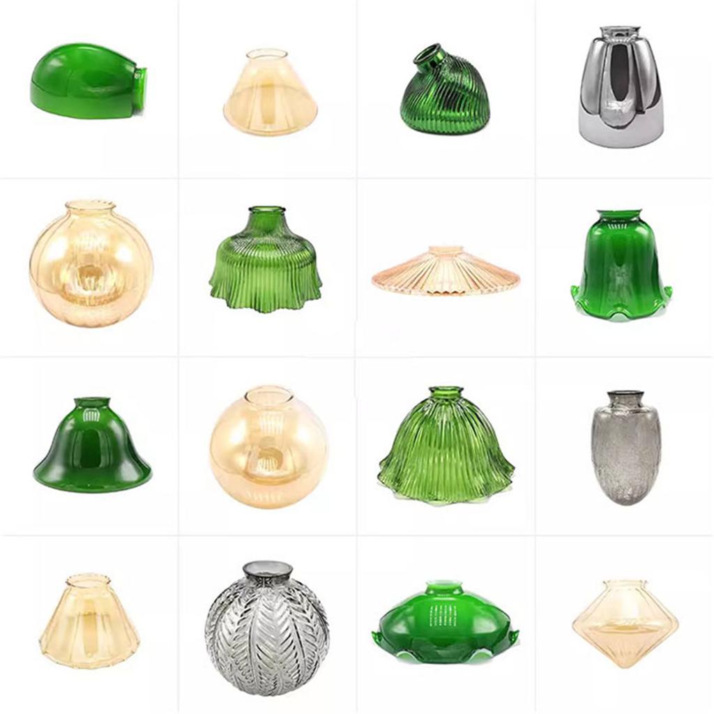 Grey 48mm 52mm 53mm Opening Chimney Glass Lamp Shade,Gray Green Cover with 55mm 56mm 59mm 60mm Reverse Hole for diy Lampshade