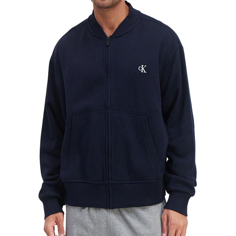 Calvin Klein Warm Baseball Collar Solid Color Long Sleeve Sweatshirt Men Sweatshirt Dark-Blue 81JP239-410