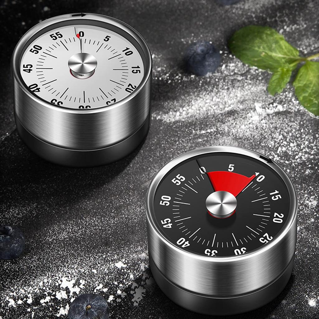 Kitchen Timer, 60-Minute Countdown, MechanicalMagnetic Timer Not Required, Stainless Steel, Countdown Timer for School, Classroom, Education,