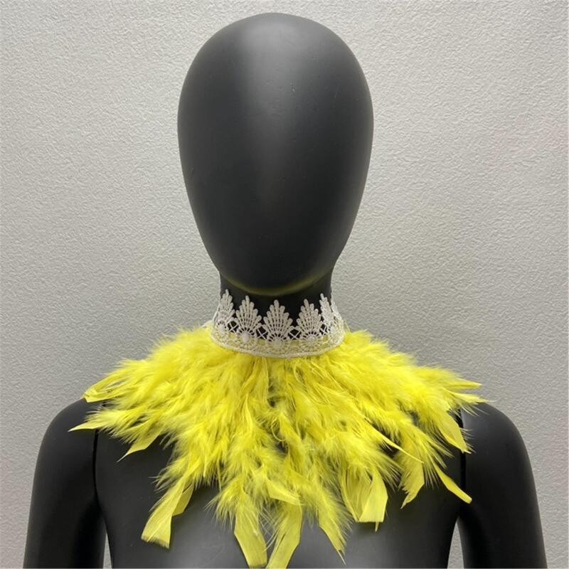 Colorful Real Feather Shawl Great for Halloween Cosplay Evening Party for Ladies Photography Capelet Adjustable Size