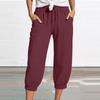 Women's Summer 3/4 Trousers  Summer Trousers With Pockets Causal Loose Trousers Fabric Trousers Sport Leisure Beach Trousers
