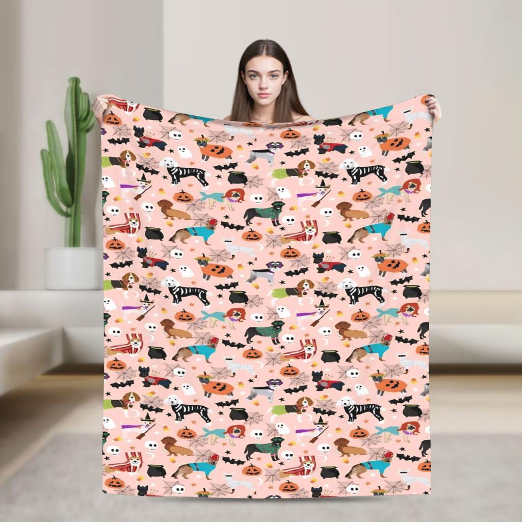 Dachshund Christmas Blanket Dogs Animal  Wool Throw Blanket Home Couch Printed Soft Warm Bedsprea