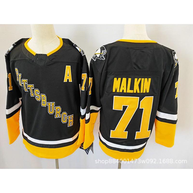 Maglia da Hockey su Ghiaccio Pittsburgh Penguins 87 Crosby Malkin Stile Retro Misto Cotone Divisa da Allenamento Uomo