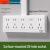 Surface-Mounted Multi-Hole Power Strip Panel with 25 Socket Openings