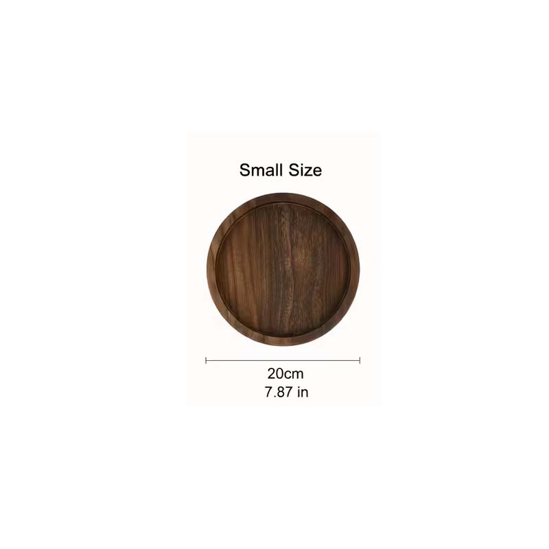 Round Wooden Tray Retro Decorative Coffee Meal Trays Serving Platter Multipurpose Candle Holder Trays for Table Home Decor