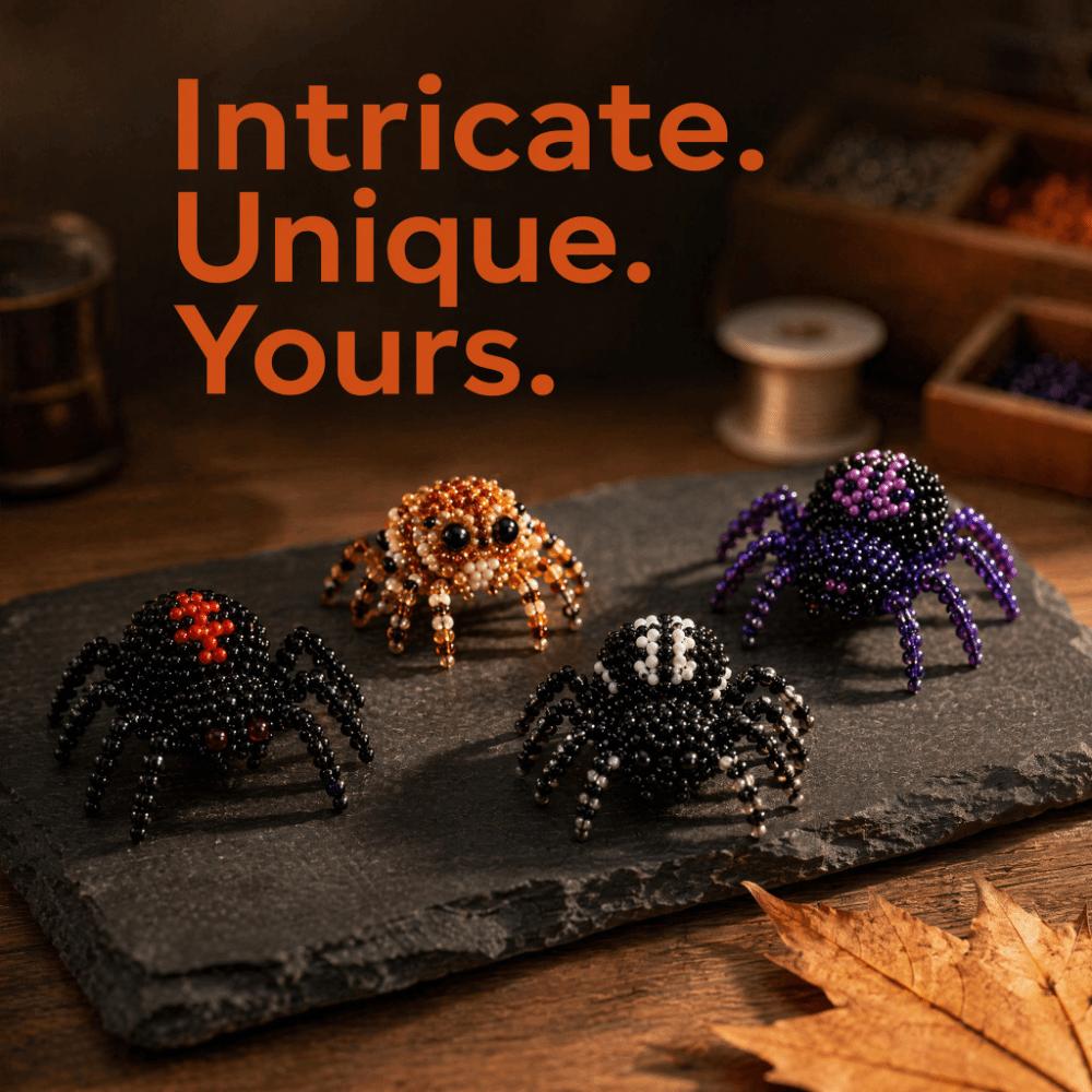 Creative 1D Beaded DIY Craft Kit Elf Spider Handmade Beading Ornament Set Pumpkin Handmade Beaded Spider Ornament Holiday Gift