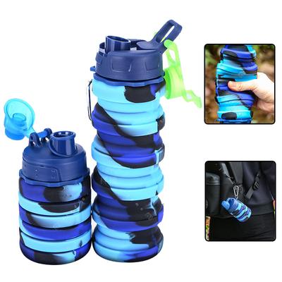 Borracce d'acqua pieghevoli in silicone, tazze sportive pieghevoli con fibbia, portatili da viaggio all'aperto, a prova di perdite, borracce sportive